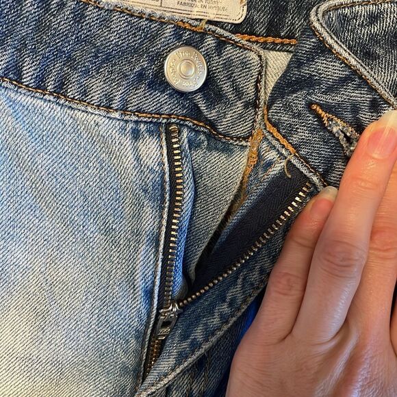 Free People Two Tone Patchwork Straight Leg Jeans - Picture 9 of 10